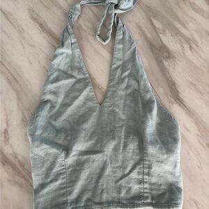 Abercrombie & Fitch Light Blue Halter Crop Top